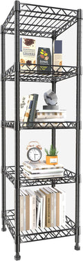 GIOTORENT 5 Tier Standing Shelving Metal Units, Adjustable Height Wire Shelf Display Rack for Laundry Bathroom Kitchen 11.8 W x 11.8 D x 50 H (5-Tier, Black)