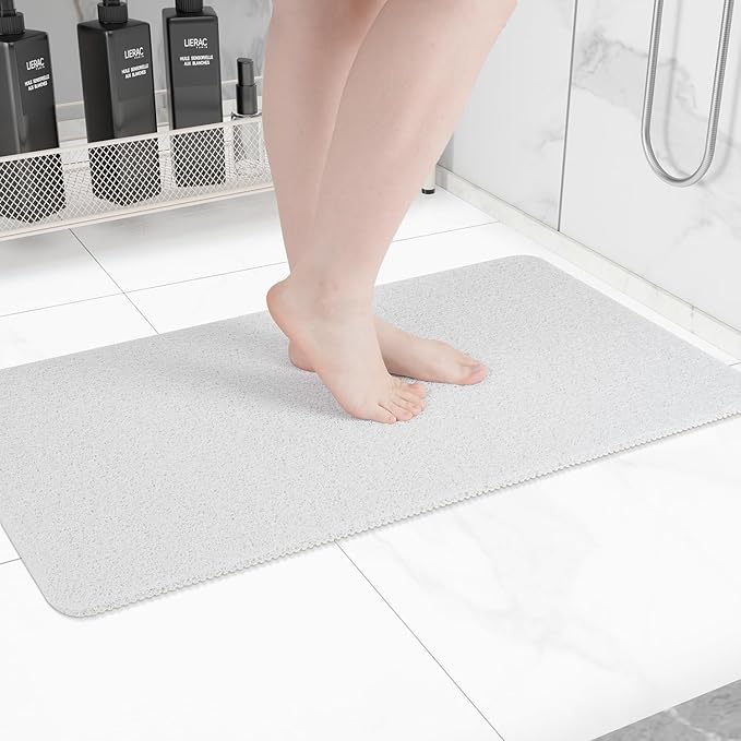 Hargiis Non-Slip Bathtub Mat, Anti Slip Shower Mat, Fast Drying Bathtub Mats, Foot Scrubber Mat, Anti Slip Mat for Tub, Floor, Bathroom, Kitchen, Home, Hotel (White 40"×16")