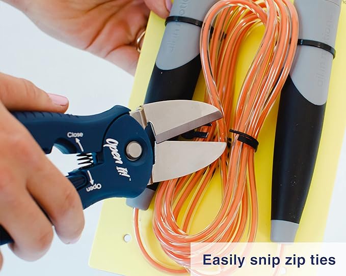 Zibra Open It! 4-in-1 Box Cutter & Package Opener Tool – Heavy Duty Scissors, Retractable Blade & Screwdriver – All-in-One Household Tool for Boxes & Plastic Packaging, Blue