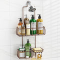 Epicano Shower Caddy Hanging Over Head, Bronze | Rustproof,4 Hooks for Towels,Sponge and & Bathroom Accessories,Anti-Swing Suction Cups & Adhesive hooks