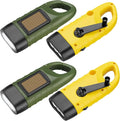 SEANCHEER Hand Crank Solar Powered Flashlights,Compact Emergency LED Flashlight Handheld Survival Flashlight,Quick Snap Carbiner Dynamo Flashlight for Outdoor,Sports,Hiking-4 Packs