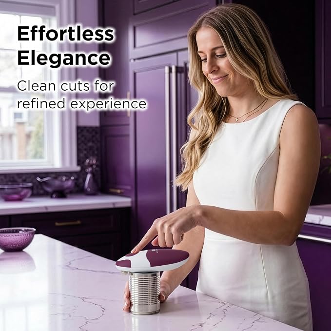 Kitchen Mama Auto 2.0 Electric Can Opener: Blade Opens Almost Any Can Pop or Soda Can - Automatic, Hands Free, Safe, Smooth Edge, Lid Remover, Battery Operated, Cordless, YES YOU CAN (Burgendy Mist)