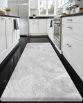 DEXI Kitchen Floor Mats Cushioned Anti Fatigue, 23x59 Large Wide Standing Comfort Runner Rug Waterproof, Marble Memory Foam Padded for Front Sink Laundry, Light Grey