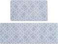 FRESHMINT Kitchen Mat Set of 2, Anti-Fatigue Cushioned Kitchen Mats for Floor, Waterproof Non Slip Comfort Standing Mat, Boho Kitchen Rug for Kitchen Decor, Sink, Office, 17"x30"+17"x47", Lake Blue