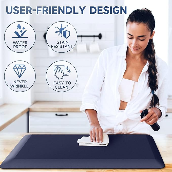 4/5 Inch Thick Kitchen Mats for Floor, StepRite Kitchen Rug for Standing Desk, Non-Slip, Thicker, Stain & Water Resistant, Comfort Anti Fatigue Floor Mat for Home, Kitchen, Office - Blue,54 * 22''