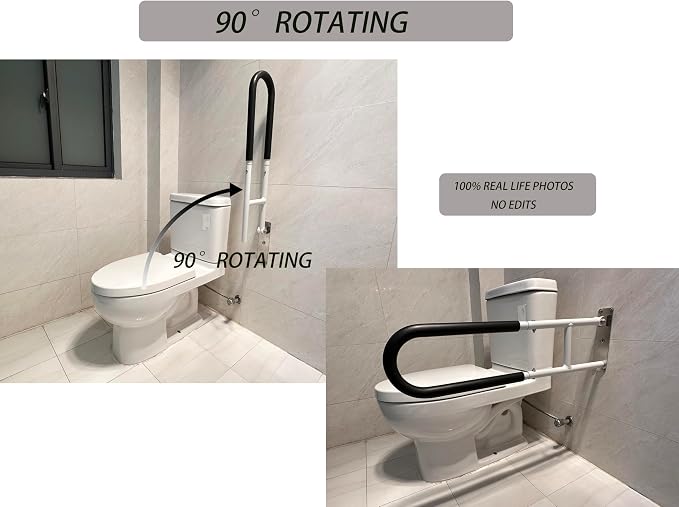 30 inches Toilet Grab bar Handicap Grab bar for Seniors Elderly and Disabled, 330 lbs Heavy Duty Bearing, Dual Layer Rust Proof Material, Soft Sponge Sheath,Safety Rails，Toilet Handles