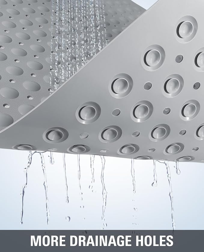 Yolife Extra Large TPE Shower Mat, 47.2" L x 31.5" W Anti Slip Bath Mat with Drain Holes and Suction Cups, Large Size Mat More Suitable for Shower Stall, No Odor, Heavy Mat