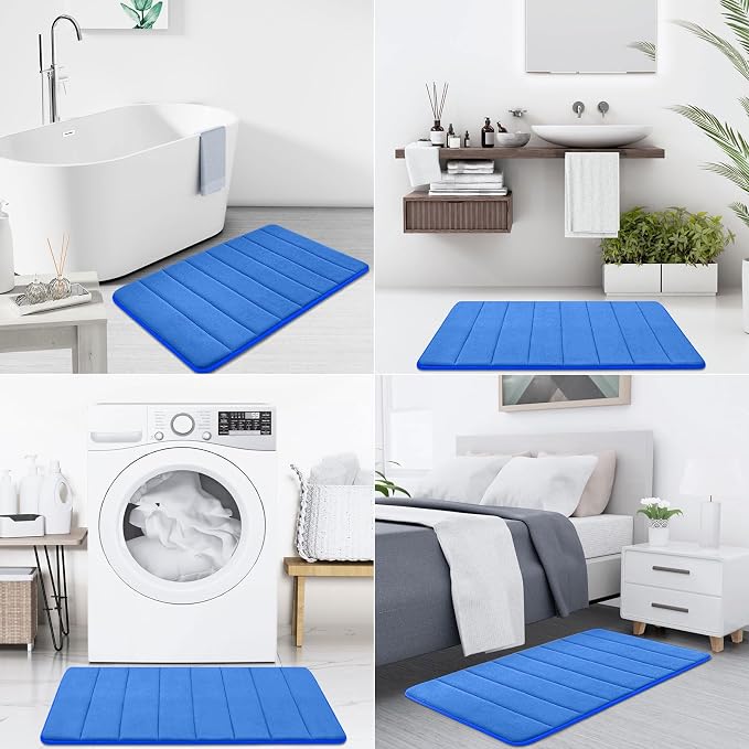Buganda Memory Foam Bath Mat, 30" x 20", Ultra Soft and Non-Slip Bathroom Rugs, Water Absorbent and Machine Washable Bath Rug for Bathroom, Shower, and Tub, Royal Blue