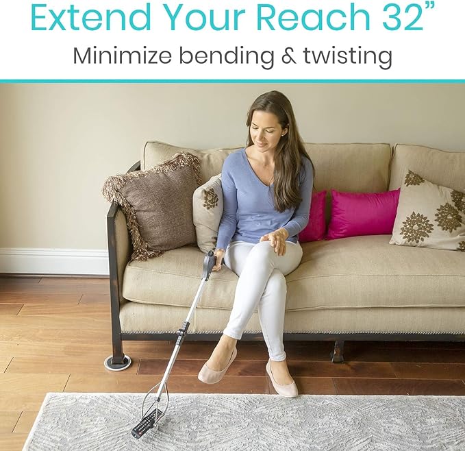 Vive Foldable Suction Reacher Grabber Tool for Elderly (1) - 32 Inches Long Reach Grabber Claw - Pick Up Grab Tool - Reachers for Disabled & Seniors Heavy Duty - Trash, Garbage, Cups Picker Assist