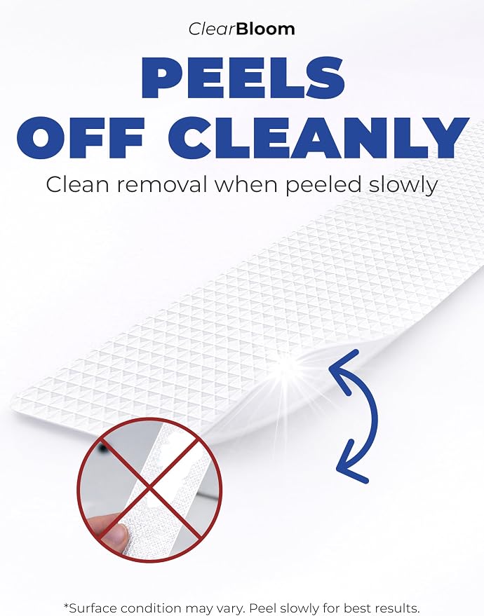 Clear Bloom Anti Slip Shower Stickers 24 PCS, White Non-Slip Shower Strips for Adults, Premium Adhesive Bath Tub Stickers