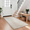 Ophanie Runner Rug for Hallway, 3x6 Washable Non-Slip Fluffy Soft Bedside Rugs, Bedroom Living Room Shaggy Carpet for Kids Girls Boys Dorm Nursery Home Decor Aesthetic, Ivory