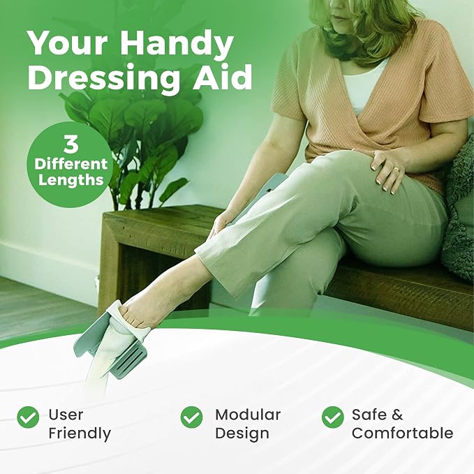 Sock Ox by Easy to Use Products - Adjustable Sock Aid Device for Seniors - Not for Compression Socks - Travel-Friendly for Elderly with Built-in Shoe Horn - Adjustable Up to 36 Inches in Length