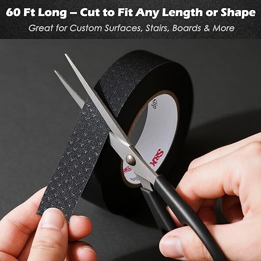 S&X Patterned Anti Slip Tape – 2 Inch x 60 Ft, Black Non Slip Grip Tape with Decorative Grit Surface for Stairs, Floors, and Ramps – Waterproof, Heavy Duty