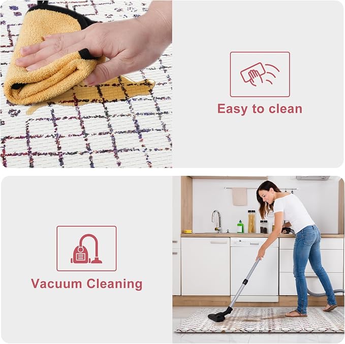 KIMODE Kitchen Mats 2PC Cushioned Anti Fatigue Boho Kitchen Rugs and Mats Non Slip Waterproof Kitchen Mats for Floor Comfort Foam Standing Desk Mat Colorful Laundry Room Rug for Home Decor Office Sink