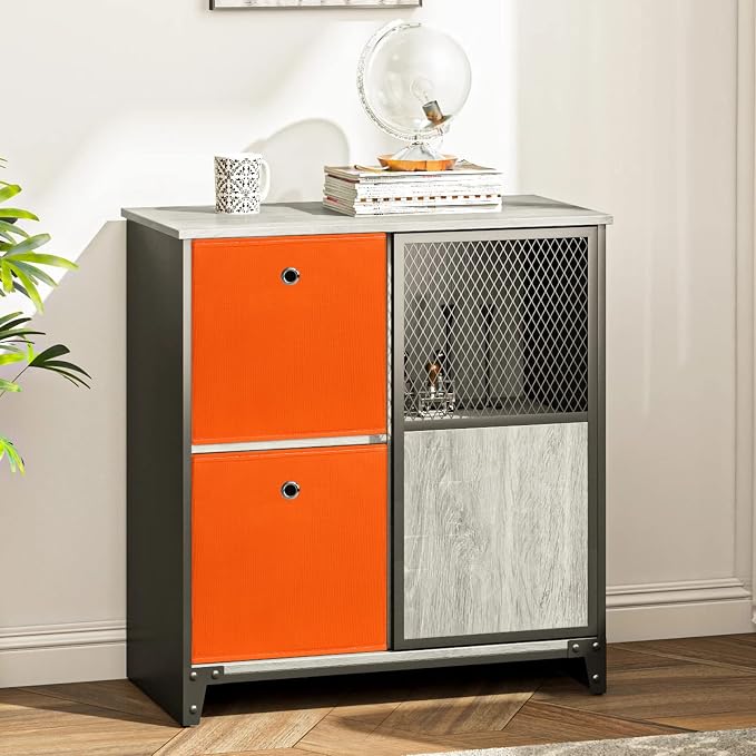 Foldable Storage Cubes Bins ,11 Inch Cloth Storage Cube Fabric Storage Box Cubes Organizer Baskets with Handles for Home Organizer Set of 6 (Orange)