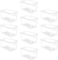 YIHONG 10 Pack Clear Pantry Organizer Bins, Plastic Containers with Handle for Kitchen,Freezer,Cabinet,Closet,Bathroom Under Sink Storage
