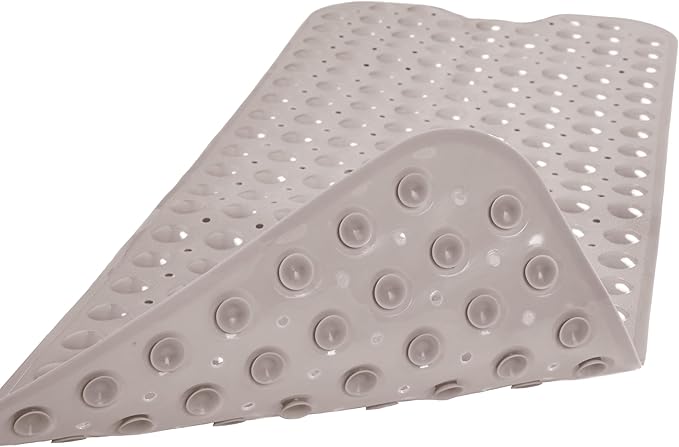 Bathtub and Shower Mats, Extra Long Non-Slip Bath Tub Mat 39 x 16 Inch, Machine Washable Bathmat with Suction Cups & Drain Holes for Bathroom Floor, Tan