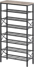 YATINEY 8 Tier Shoe Rack, Shoe Storage Organizer, Large Capacity Shoe Shelf Holds 32 Pairs of Shoes, Sturdy and Stable, for Entryway, Hallway, Closet, Dorm Room, Greige and Black SS08BG