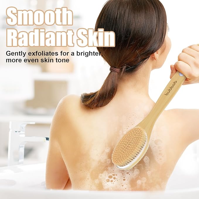 Back Scrubber for Shower,Bath Brush with Long Handle,Men and Women (2 Pack) | Bath Brush Body Exfoliator for Wet or Dry Brushing