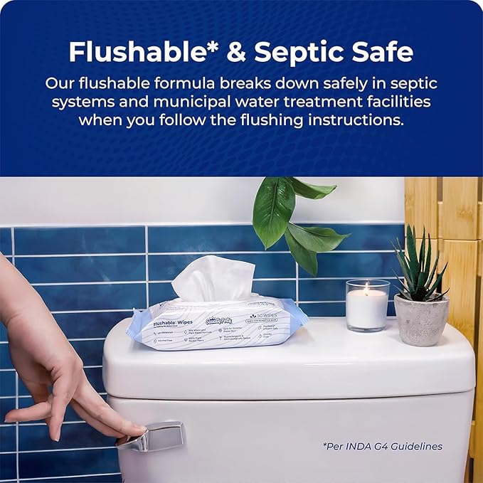 Squatty Potty 7″ Toilet Stool + Plant‑Based Flushable Wipes Bundle — Improve Bathroom Posture & Freshness, Spa‑Scented, Flushable & Septic‑Safe
