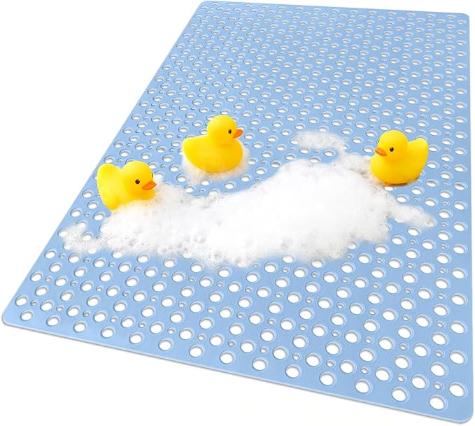 Extra Large Shower Mat, Yonala 47 x 32 Inch Non Slip Shower Mats for Inside Shower, Soft TPE Shower Floor Mat with Suction Cups and Drain Holes, Machine Washable Bathroom Shower Mat, Easy to Clean
