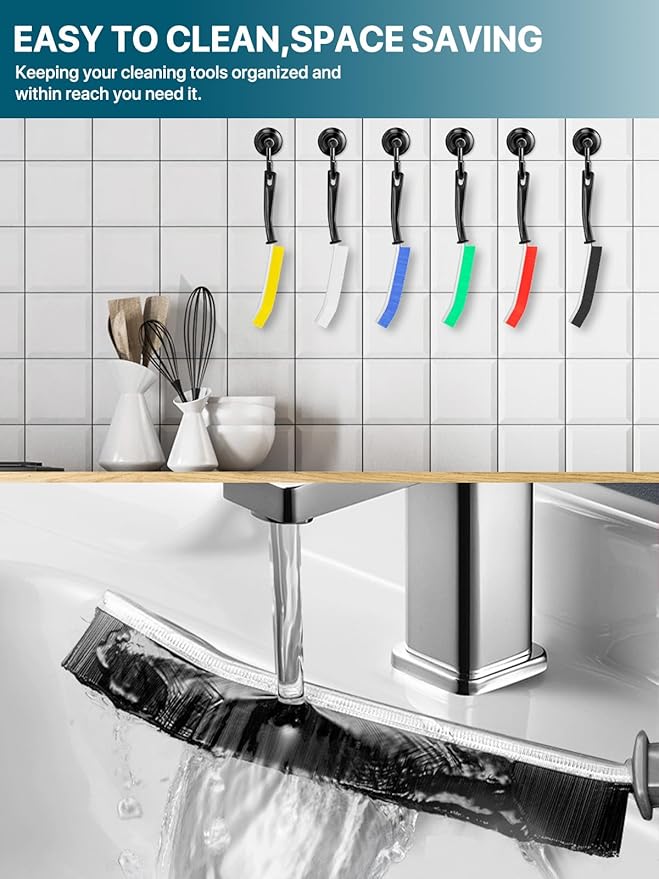 6Pcs Hard Bristle Crevice Cleaning Brush, Multifunctional Premium Crevice Cleaning Tool, Designed for Cleaning Narrow Spaces, Suitable for Toilet, Faucets,Kitchen,Grout, KOSPRIE