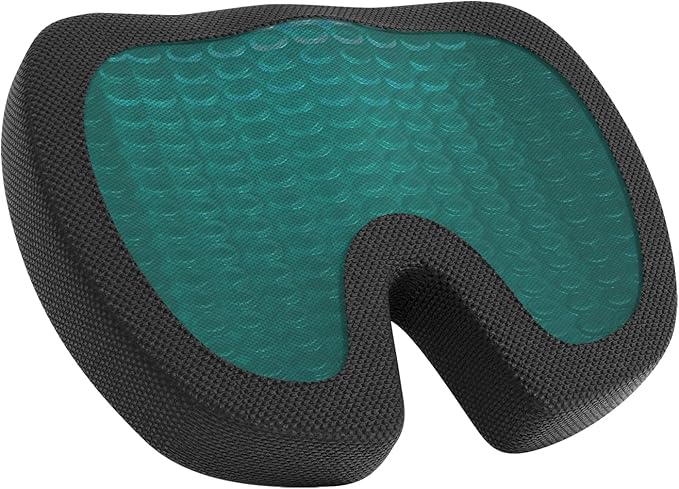 Amazon Basics Comfortable Seat Cushion & Lumbar Support for Office Chairs, Gel Enhanced Memory Foam, Non-Slip, Cooling, Portable, Pack of 2, Rectangular, Black