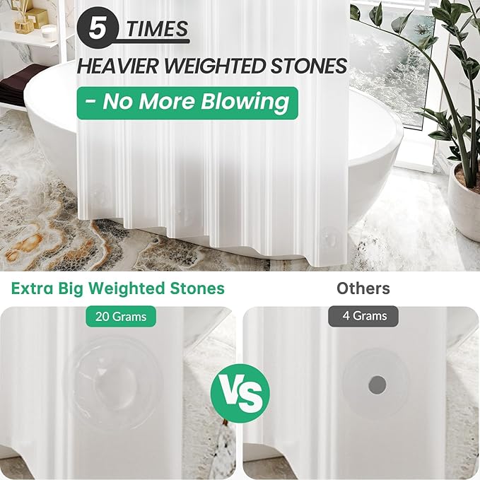 AmazerBath 72x96 Shower Curtain Liner Plastic, Extra Long Shower Curtain Thick PEVA, Frosted Bathroom Curtain Liner 96 Length, Heavy Duty Shower Curtain with 3 Weighted Stones and 12 Grommet Holes