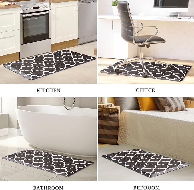 WISELIFE Anti Fatigue Floor Mat - 4/5 Inch Thick Kitchen Mat Non Slip Waterproof Heavy Duty Ergonomic Comfort Mat Durable for Home, Office, Sink, Laundry,(20" x 39", Chocolate)