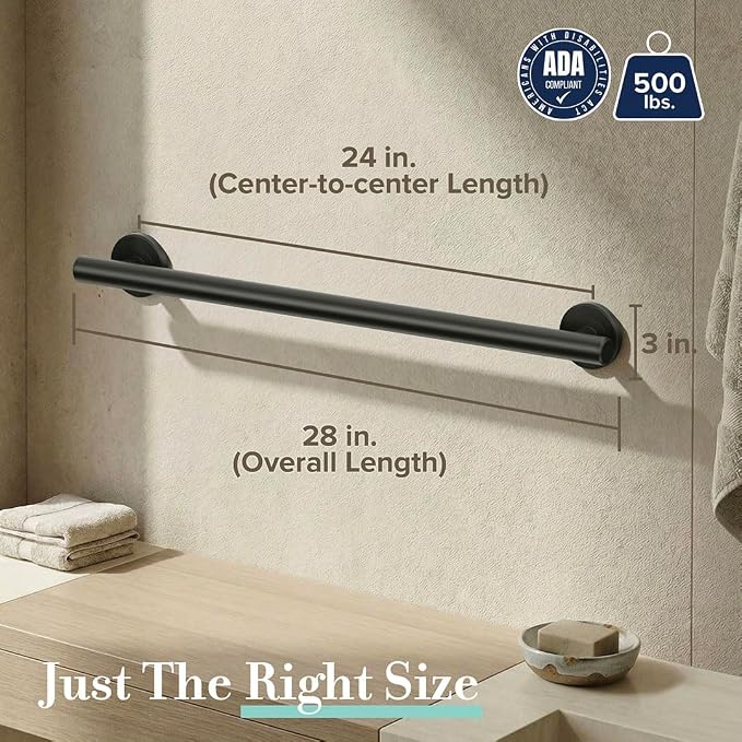 Gatco 854MX Latitude II 24" Grab Bar, Matte Black
