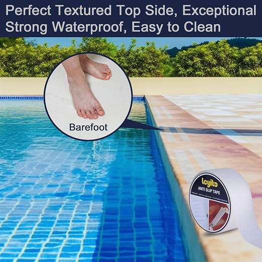 Anti Slip Tape Clear Waterproof Outdoor/Indoor, 4" x 42Ft Non Slip Traction Grip Tape for Bathtubs, Boats, Stairs, Pools, Transparent, Soft, Comfortable for Bare Feet (4" X 42')
