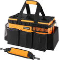 SCAVATA Wearable Cleaning Caddy Bag, Cleaning Caddy Supplies Organizer with Handle & Shoulder Straps for Housekeepers, Under Sink & Car Cleaning Tool Organizers with 4 Foldable Divider (Orange)