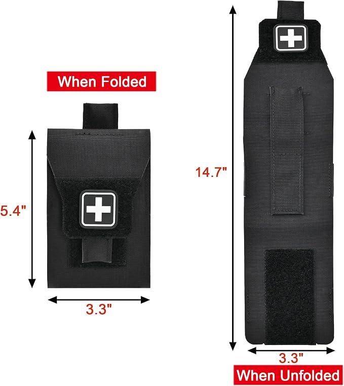 Mini IFAK Pouch, Compact Empty First Aid Organizer with Elastic Loops and Pull Tab, Portable EDC Micro Trauma Pouch for Pocket Backpack and Outdoor Carry