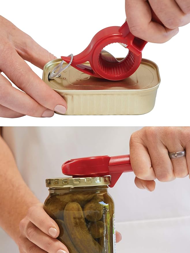 Kuhn Rikon 5-in-1 Auto Safety Master Opener for Cans, Bottles and Jars, White, 9 x 2.75 inches