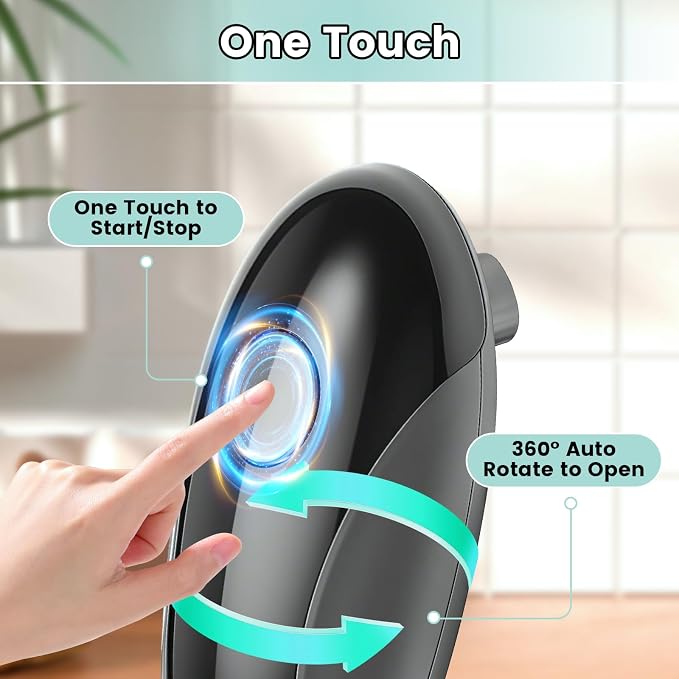 Electric Can Opener,One-Touch Safety Auto Can Opener,Smooth Edge,Hands Free Can Opener,Food Safety,Kitchen Gadgets,Battery Operated,Electric Can Opener for Seniors & Arthritis