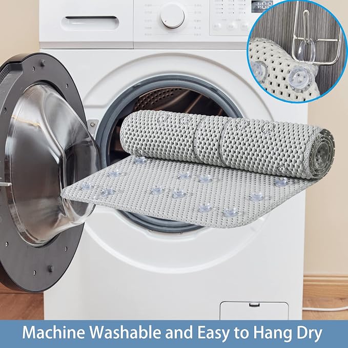 Webos Soft Bathtub Mat Non Slip: Memory Foam Shower Mat with Suction Cups for Bathroom Inside Tub 40X16Inch (Light Grey)