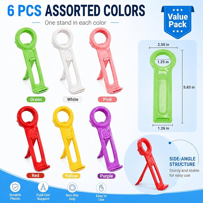 6-Pcs 3 in 1 Multi-Purpose Jar Key Lid Opener, Plastic Bottle Cap Opener, 5.83 Inch Manual Can Opener for Seniors & Arthritis
