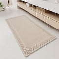 RESARE Waffle Bathroom Runner Rugs, Super Absorbent Bath Mat Non Slip Washable Quick Dry, Upgraded Ultra Soft Boho Bath Rugs with Tassels, Farmhouse Home Decor Accessories, 2'x4'(24"x48") Pale Beige