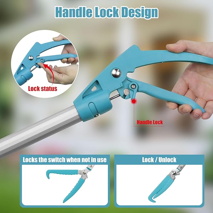 78" Extendable Snake Tongs, Professional Heavy Duty Aluminum Alloy Snake Reptile Catcher Grabber Tool with Wide Jaw, Locking Design & Non-Slip Comfortable Grip - Outdoor Safe Rattlesnake Handling Tool
