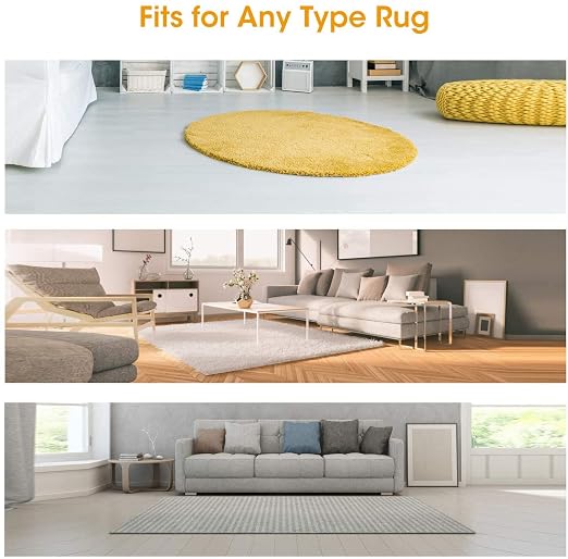 Rug Tape, 10 Pcs Double Sided Non Slip Reusable Rug Stopper, Washable Rug Pad Grippers for Hardwood Floors, Tile Floors, Carpets, Floor Mats, Wall (Black)