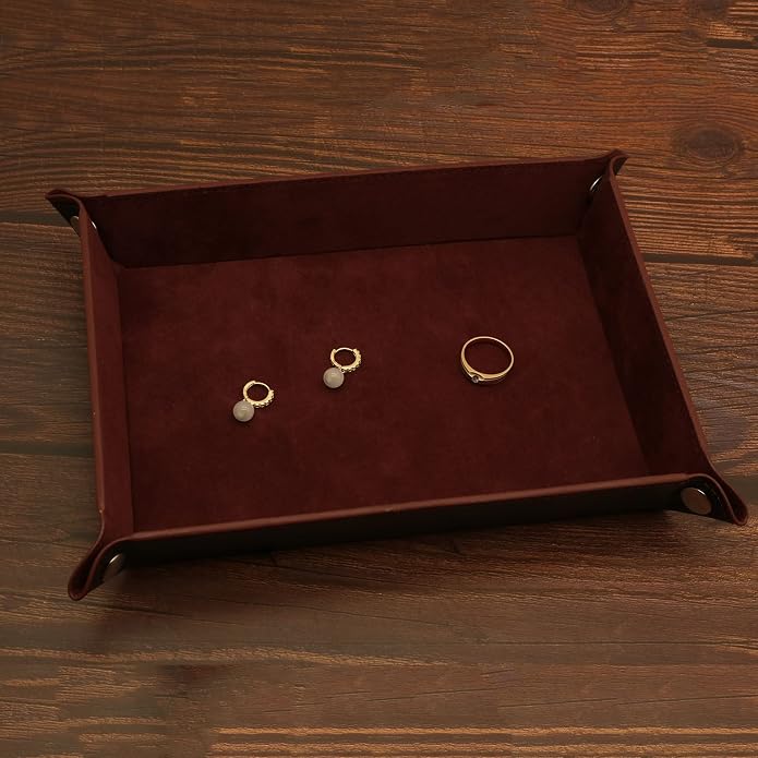 Valet Organizer - Catchall Tray for Jewelry, Wallets, Watches, Keys, Coins, Phones, Glasses - Perfect for Nightstand, Desk, Entryway