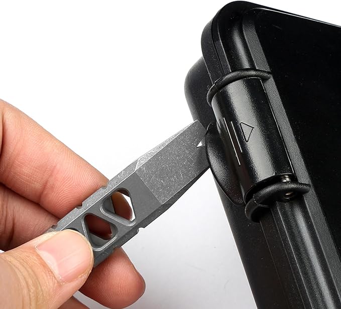 Hamans Pry Bar Titanium Prybar Bottle Opener 4.37" 7-in-1 Multi-Function Tool with Rope Cutter, Bottle Opener, Can Opener, Nail Puller, Box Opener, Lanyard Hole (Stonewash)