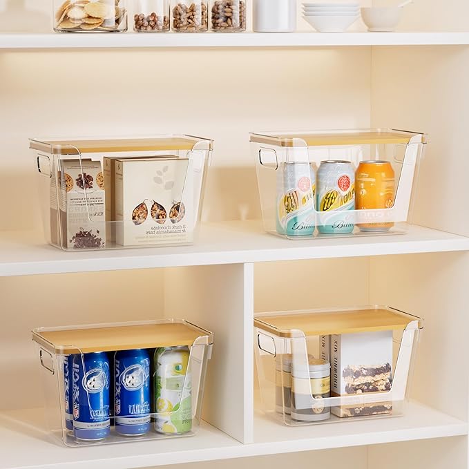 Delamu Acrylic Trash Bag Holder, 3 Pack Stackable Garbage Holder for 4-33 Gallon Bags, Clear Organizer Bins for Under Sink Organization, Pantry Storage, Cabinet, Kitchen, Laundry, Bathroom