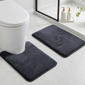HUXMEYSON Bathroom Rugs Sets 2 Piece, Non-Slip & Quick Dry Bath Mat Set, Ultra Soft Velvet Bath Rugs for Bathroom, Toilet and Shower Floor, Dark Grey