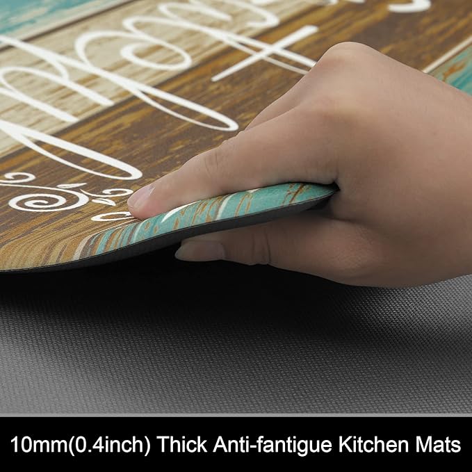 HEBE Anti Fatigue Kitchen Mat Set of 2 Non Slip Cushioned Kitchen Mats for Floor Waterproof Farmhouse Kitchen Rugs and Mats Set Comfort Standing Desk Mat Carpet for Sink,Office,Laundry