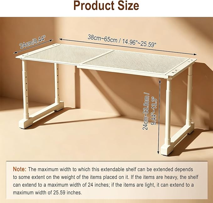 Expandable Cabinet Organizer Shelf, Adjustable Height Under Sink Storage Organizer, Shelf Riser for Kitchen, Bathroom, Wardrobe, Under Sink Counter(Beige) (2)