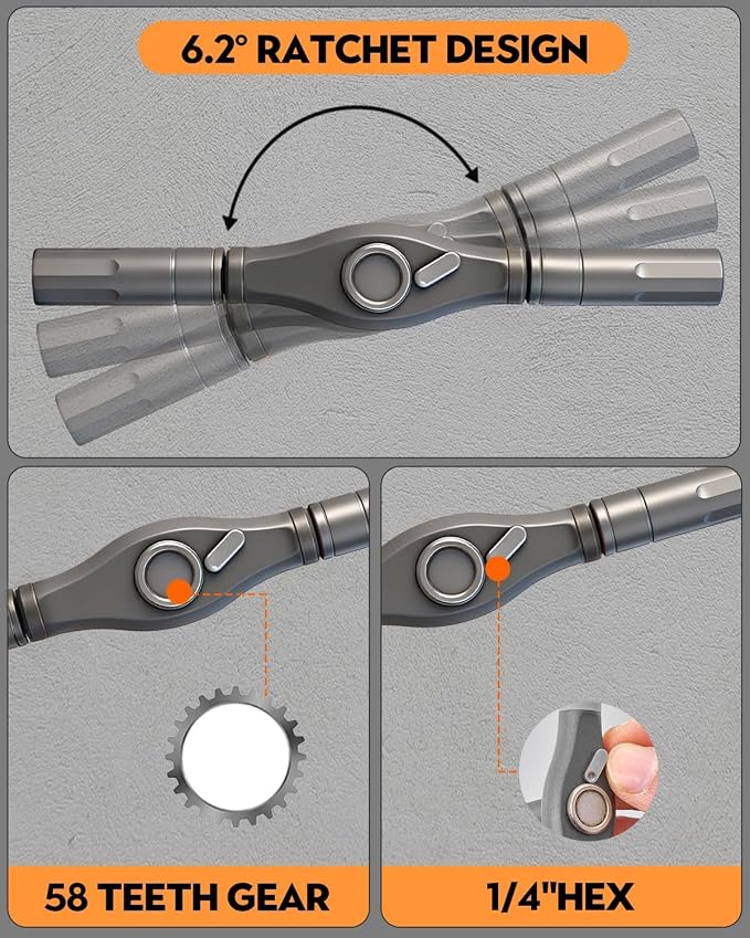 Saker 42-in-1 Magnetic Screwdriver Kit with Ratchet T Handle Multi-Bit Tool Set for Gifts Home, Computer, Bicycle, Furniture, and DIY Projects Dark Orange
