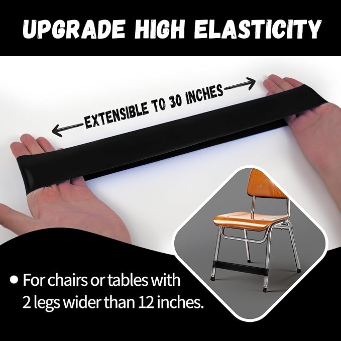 5 Pack Chair Bands for Kids with Fidgety Feet, ADHD Tools for Kids, Improve Focus & Reduce Restlessness, Chair Bands for Sensory ADHD ADD Autism - Classroom & Home Must Haves (Black)