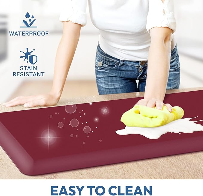 4/5 Inch Thick Kitchen Mats for Floor,Home & Kitchen Rug,Anti-Fatigue Mats,Waterproof Non-Slip Kitchen Mats,Comfort Standing Mat for Kitchen,Floor,Office,Sofa (17.3''x24'' Red)