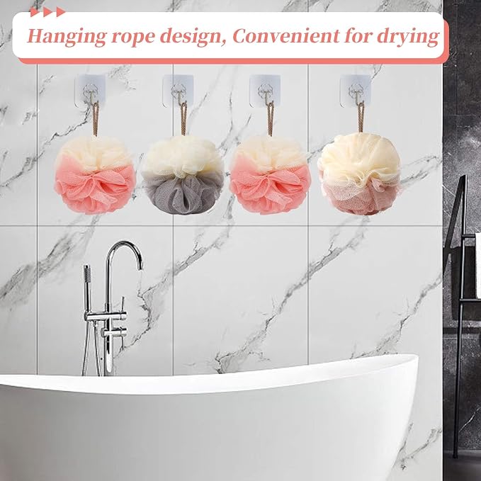FARMOGA Bath Loofah Sponge Back Scrubber Shower Sponge Soft Mesh Exfoliator Pouf Shower Ball Bath Sponges for Women and Men Bath Accessories